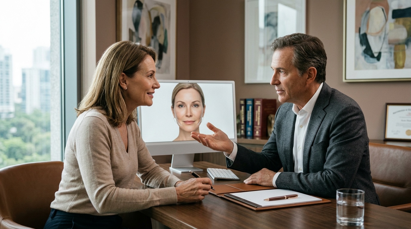 Deep plane facelift consultation and facial anatomy planning