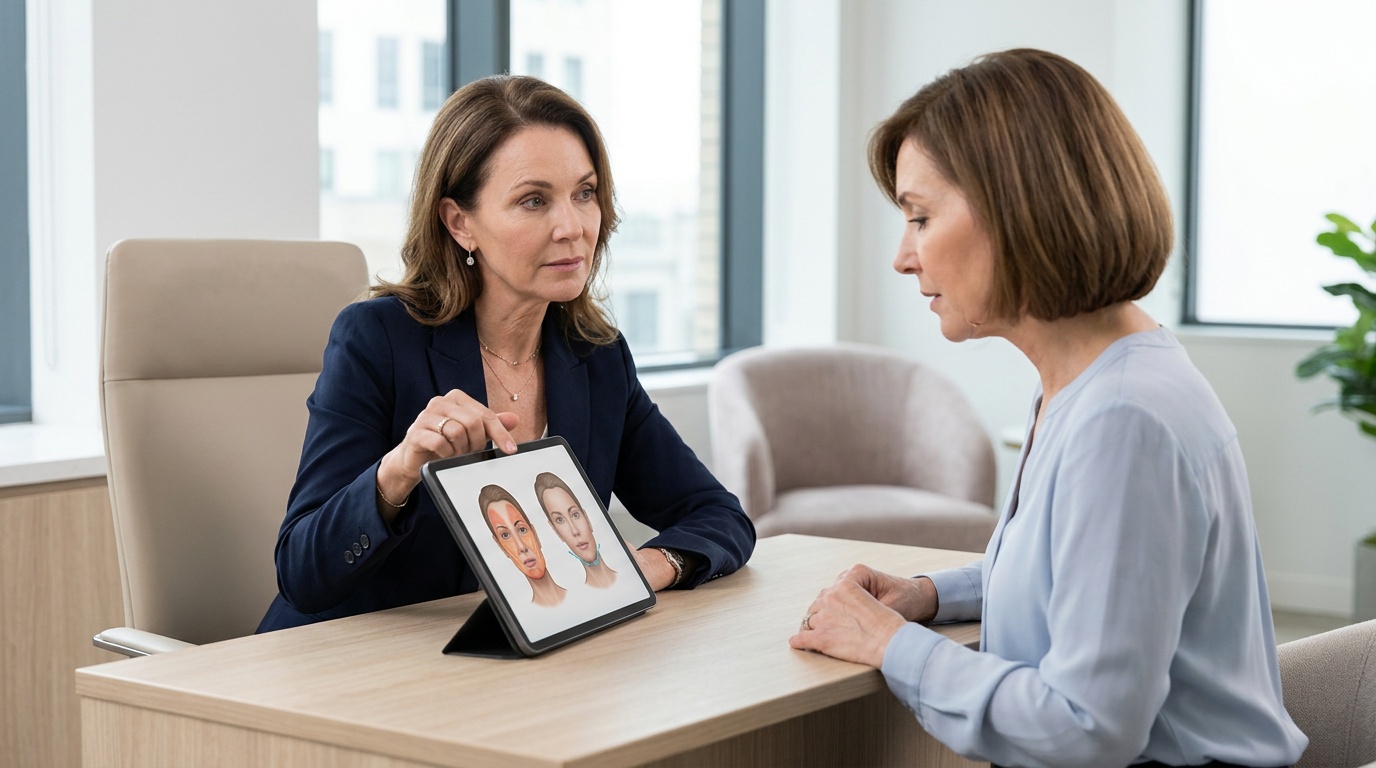 Comparison of mini facelift and full facelift treatment areas and surgical scope