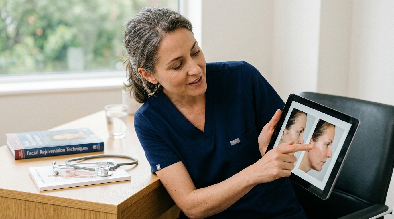 Patient examples showing how to compare mini facelift before-and-after photographs